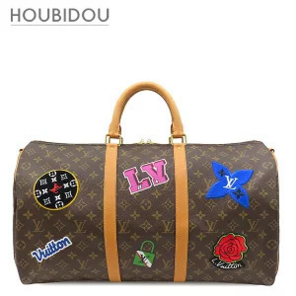Louis Vuitton Keepall Bandouliere Boston Bag Monogram Canvas Patches Embroidery